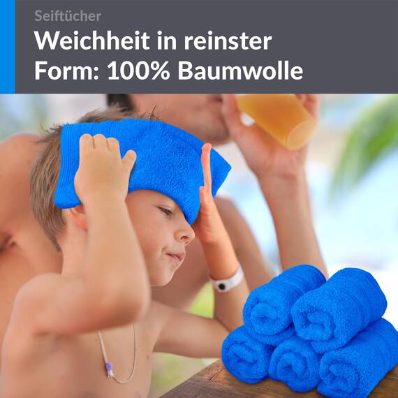 Lashuma Baby Waschlappen 30x30 cm, London 6er Set Mini Handtücher Karibik Blau, Flauschige Baumwolle