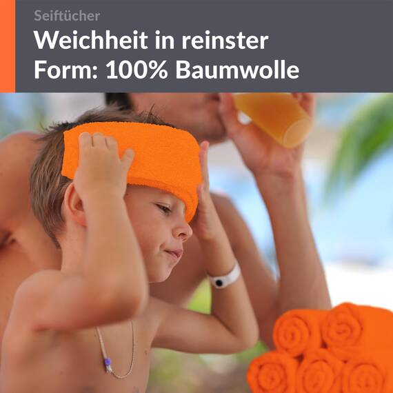 Lashuma 6er Set Badezimmer Gästehandtücher Orange - Clementinen, London Frottee Gesichtstücher 30x30 cm