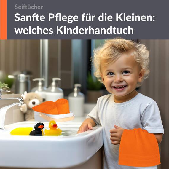 Lashuma 6er Set Badezimmer Gästehandtücher Orange - Clementinen, London Frottee Gesichtstücher 30x30 cm
