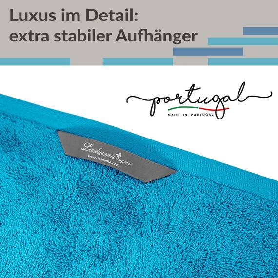 Lashuma XXL Badetuch groß, Lugano Saunahandtuch Herren Blau - Aquamarin 80x200 cm