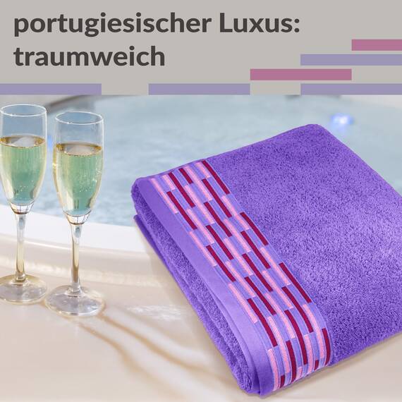 Lashuma XXL Saunatuch Lila - Lavendel, Lugano Sauna Liege Handtuch für Pool - und Gartenliegen 80x200 cm
