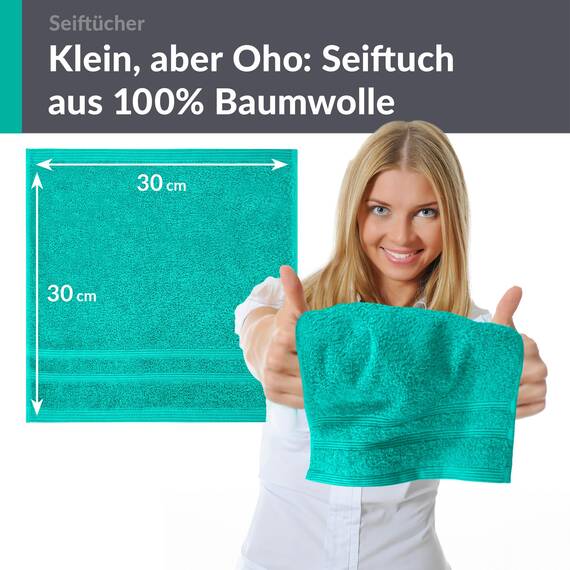 Lashuma Kinder Waschlappen 30x30 cm, London 6er Set Seiftücher Meeres Türkis für Jungen und Mädchen