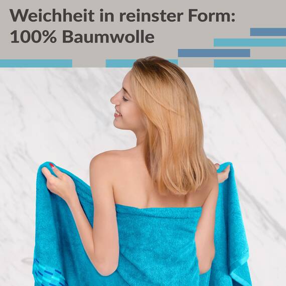 Lashuma XXL Badetuch groß, Lugano Saunahandtuch Herren Blau - Aquamarin 80x200 cm