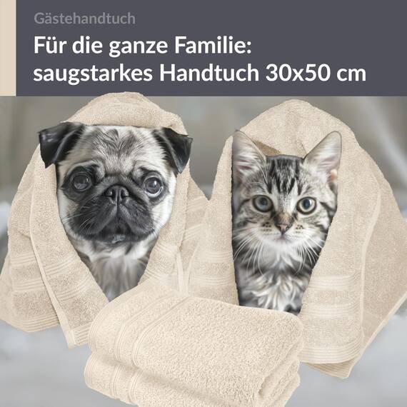 Lashuma Handtuch Set 30x50 cm - 4er Set Gästehandtuch in Natur, London Flauschige Gästehandtücher für das Gesicht, Kinder und Gäste