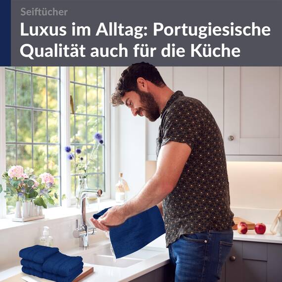 Lashuma Frottee Gästehandtücher Blau - Marine, London 6er Pack Kinderhandtuch Set 30x30 cm