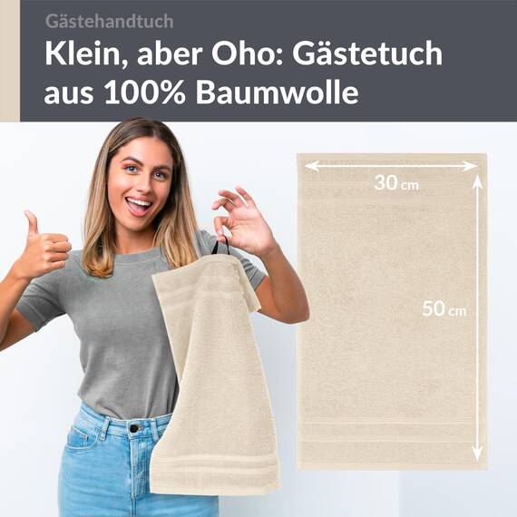 Lashuma Handtuch Set 30x50 cm - 4er Set Gästehandtuch in Natur, London Flauschige Gästehandtücher für das Gesicht, Kinder und Gäste