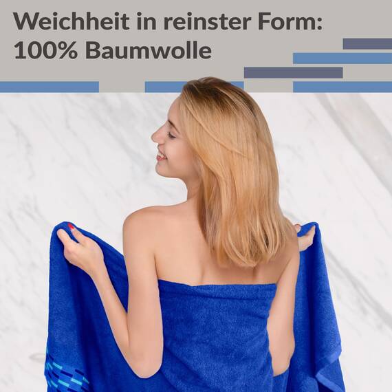 Lashuma Herren Saunahandtuch 100x200 cm, Lugano großes XXL Strandtuch Blau - Königsblau