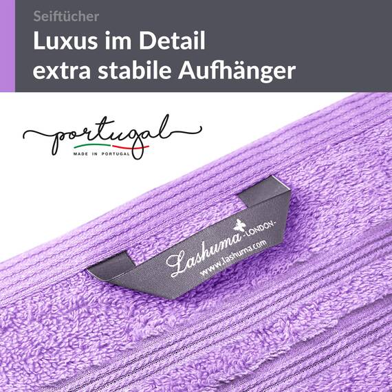 Lashuma 6X Gästehandtücher Lila - Flieder, London Baumwolle Waschlappen 30x30 cm