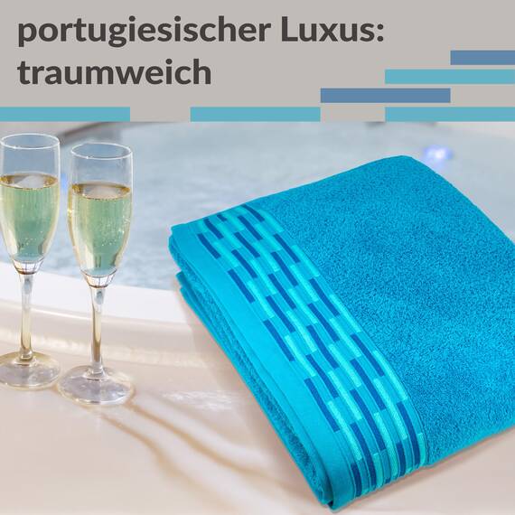 Lashuma XXL Badetuch groß, Lugano Saunahandtuch Herren Blau - Aquamarin 80x200 cm