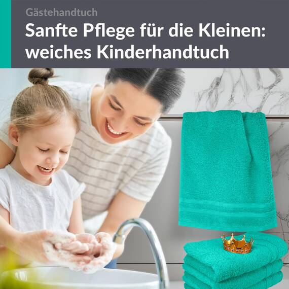 Lashuma Mini Handtuch Set 30x50 cm, London 4er Set kleine Gästehandtücher in Meeres Türkis, Perfekt für Kinder und Gäste