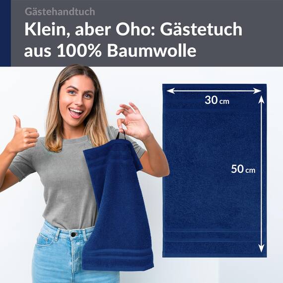 Lashuma Set Gästetücher Blau - Marine, London 4 Stück kleine Handtücher 30x50 cm