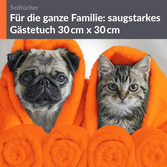 Lashuma 6er Set Badezimmer Gästehandtücher Orange - Clementinen, London Frottee Gesichtstücher 30x30 cm
