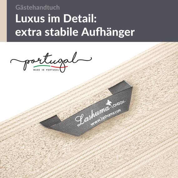 Lashuma Handtuch Set 30x50 cm - 4er Set Gästehandtuch in Natur, London Flauschige Gästehandtücher für das Gesicht, Kinder und Gäste