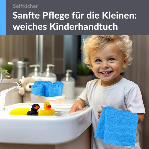 Lashuma 6er Waschlappen Frottee Blau - Capri, London kleines WC Handtuch Set 30x30 cm