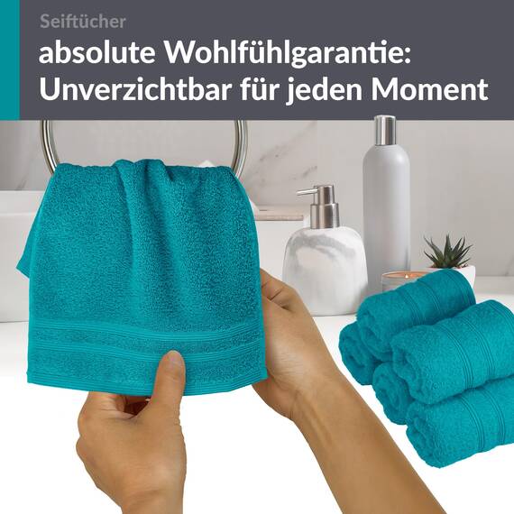 Lashuma 6er Set Gesichtstücher Grün - Nautic, London kleine Gäste WC Handtücher 30x30 cm