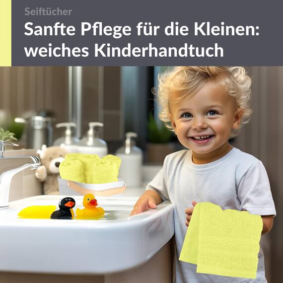 Lashuma Baby Waschlappen 30x30 cm, London 6er Set in Anis Grün, Flauschige Frottee Mini Handtücher für Kinder
