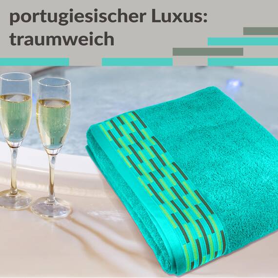 Lashuma Saunahandtuch 80x200 cm Dame Türkis – Meer, Lugano Handtuch groß, weich und flauschig