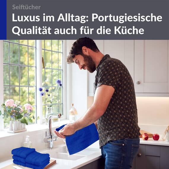 Lashuma Frottee Waschlappen Set 30x30 cm, London 6er Set Azur Blau, Weiche Kinderhandtücher aus Baumwolle