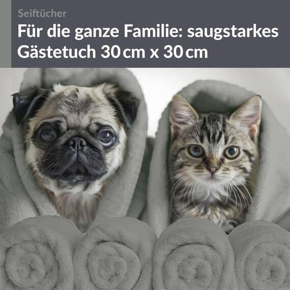 Lashuma 6er Set Waschlappen Grau - Stein, London Frottee kleine Baumwoll Handtücher 30x30 cm