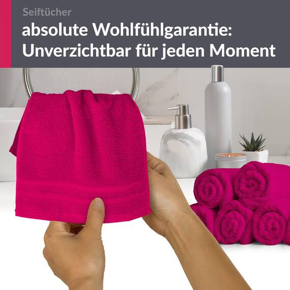 Lashuma 6 teiliges Mini Handtuch Set 30x30 cm, London Baumwolle Gästehandtücher klein Rot - Rhabarber