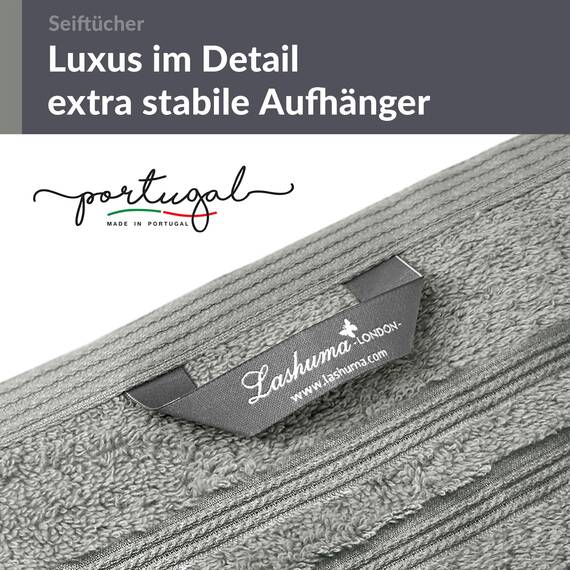 Lashuma 6er Set Waschlappen Grau - Stein, London Frottee kleine Baumwoll Handtücher 30x30 cm