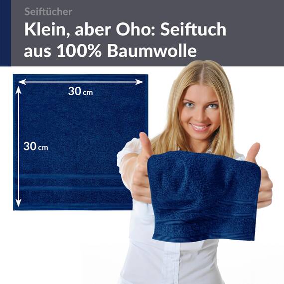 Lashuma Frottee Gästehandtücher Blau - Marine, London 6er Pack Kinderhandtuch Set 30x30 cm