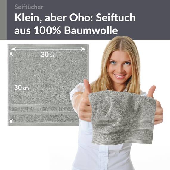 Lashuma 6er Set Waschlappen Grau - Stein, London Frottee kleine Baumwoll Handtücher 30x30 cm