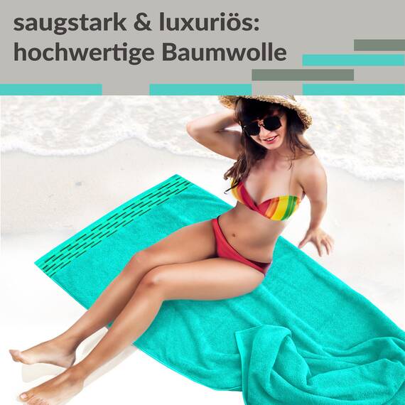 Lashuma Saunahandtuch 80x200 cm Dame Türkis – Meer, Lugano Handtuch groß, weich und flauschig