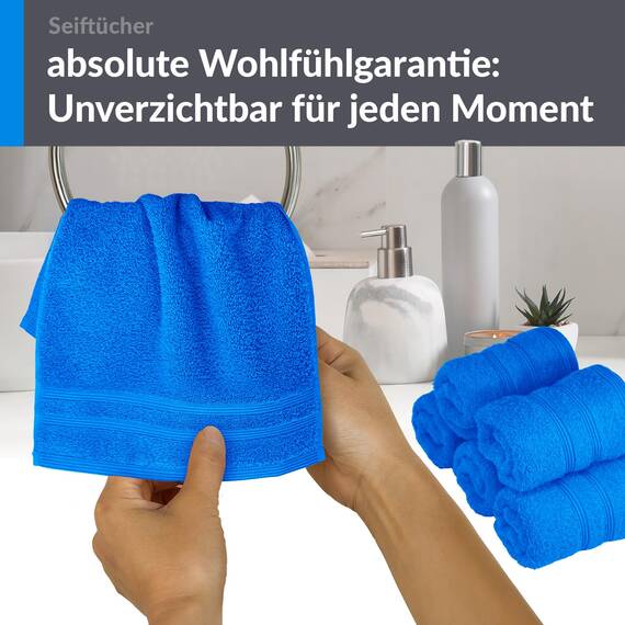 Lashuma Baby Waschlappen 30x30 cm, London 6er Set Mini Handtücher Karibik Blau, Flauschige Baumwolle