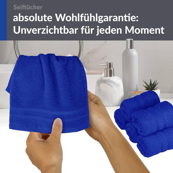 Lashuma Frottee Waschlappen Set 30x30 cm, London 6er Set Azur Blau, Weiche Kinderhandtücher aus Baumwolle