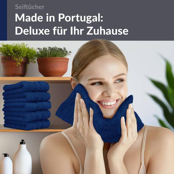 Lashuma Frottee Gästehandtücher Blau - Marine, London 6er Pack Kinderhandtuch Set 30x30 cm