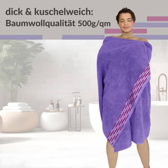 Lashuma Badehandtuch groß 100x200 cm, Lugano großes Frottee XXL Duschtuch Lila - Lavendel