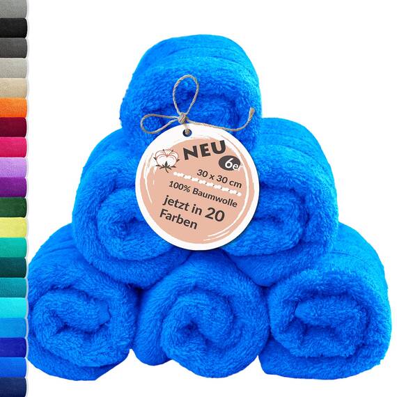 Lashuma Baby Waschlappen 30x30 cm, London 6er Set Mini Handtücher Karibik Blau, Flauschige Baumwolle