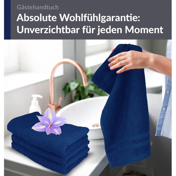 Lashuma Set Gästetücher Blau - Marine, London 4 Stück kleine Handtücher 30x50 cm