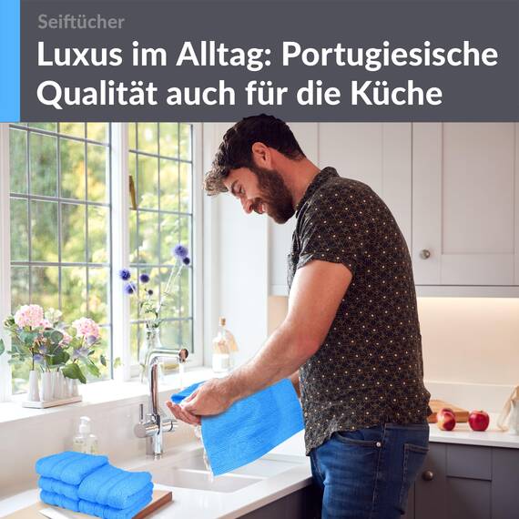 Lashuma 6er Waschlappen Frottee Blau - Capri, London kleines WC Handtuch Set 30x30 cm