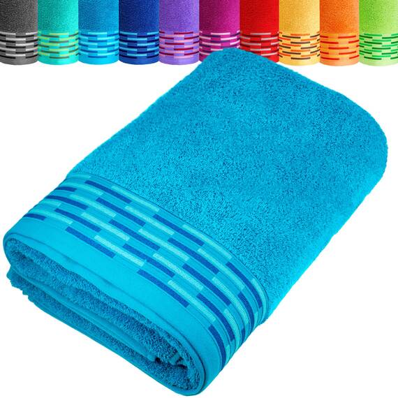Lashuma XXL Badetuch groß, Lugano Saunahandtuch Herren Blau - Aquamarin 80x200 cm