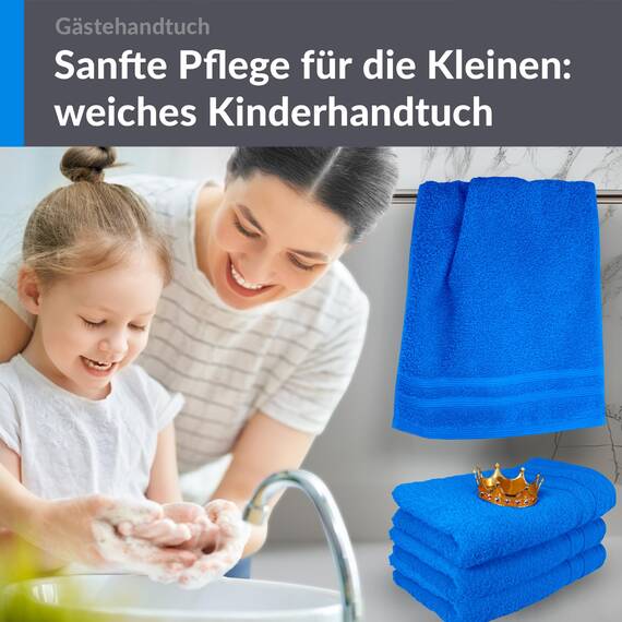 Lashuma Baumwoll Handtuch Set 30x50 cm, London 4er Set Gästehandtücher Karibik Blau, Weiche Handtücher für Gesicht, Kinder und Gäste