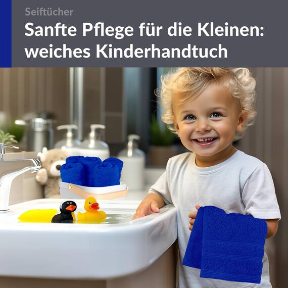 Lashuma Frottee Waschlappen Set 30x30 cm, London 6er Set Azur Blau, Weiche Kinderhandtücher aus Baumwolle