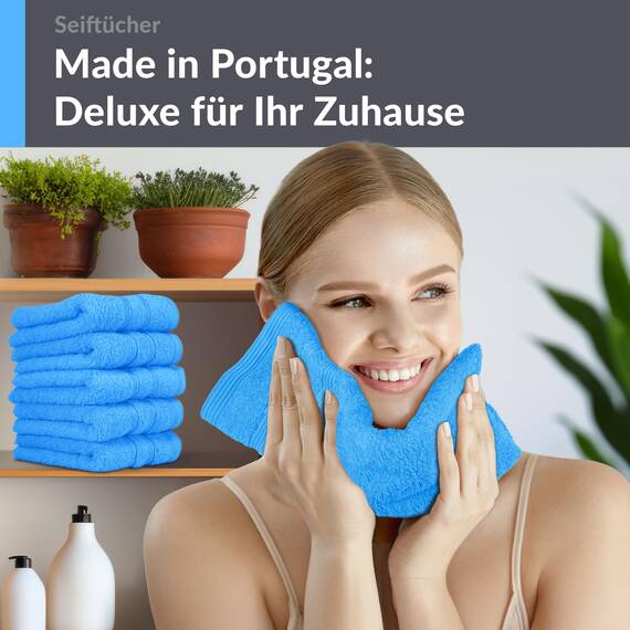 Lashuma 6er Waschlappen Frottee Blau - Capri, London kleines WC Handtuch Set 30x30 cm