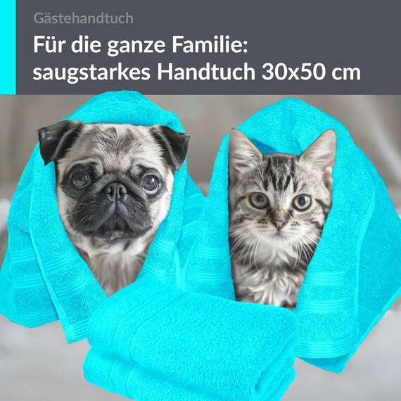 Lashuma 4er Set Gästehandtuch Türkis - Lagunen, London Badezimmer Kinder Handtücher klein 30x50 cm