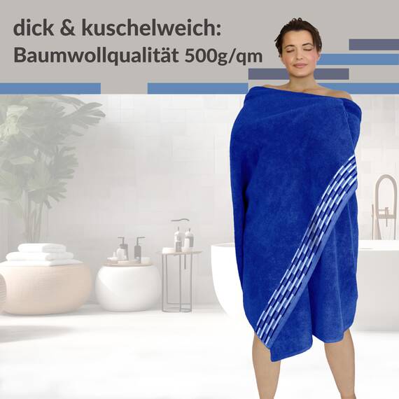 Lashuma Herren Saunahandtuch 100x200 cm, Lugano großes XXL Strandtuch Blau - Königsblau