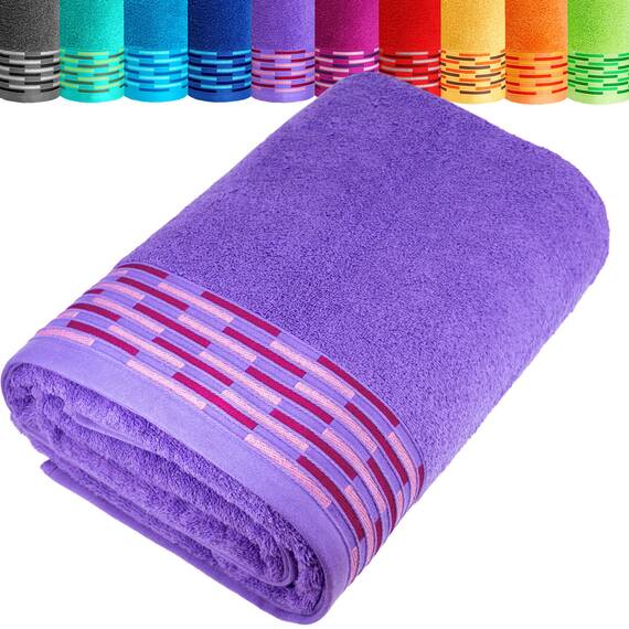Lashuma Badehandtuch groß 100x200 cm, Lugano großes Frottee XXL Duschtuch Lila - Lavendel