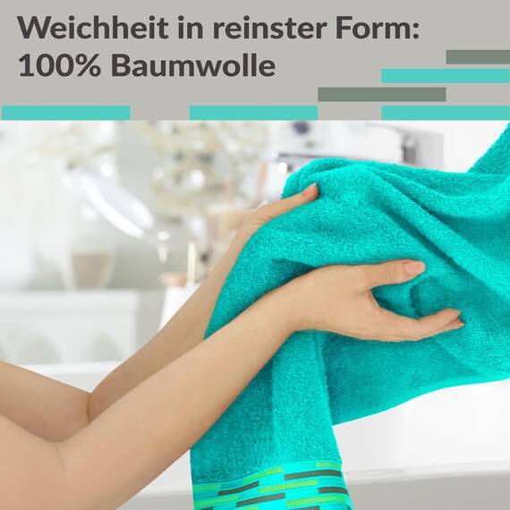 Lashuma Gästehandtücher 4er Set 30x50 cm, Lugano weiche Frottee Kinderhandtücher Meeres - Grün