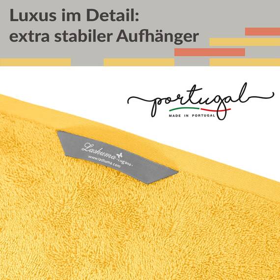 Lashuma 2er Set Duschtücher Gelb - Aprikose, Lugano weiche Wellness Badetücher 70x140 cm