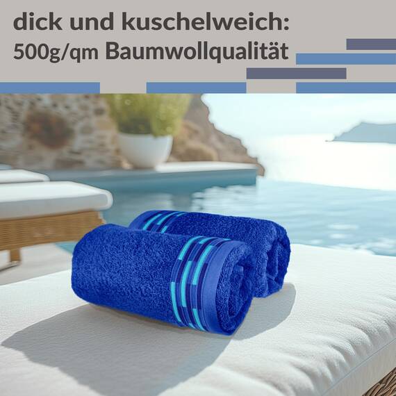 Lashuma Handtuch Set 50x100 cm Blau - Königsblau, Flauschige Lugano Handtücher für Badezimmer