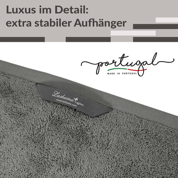 Lashuma Saunahandtuch XXL Grau, Lugano Frottee Badehandtuch groß 80x200 cm