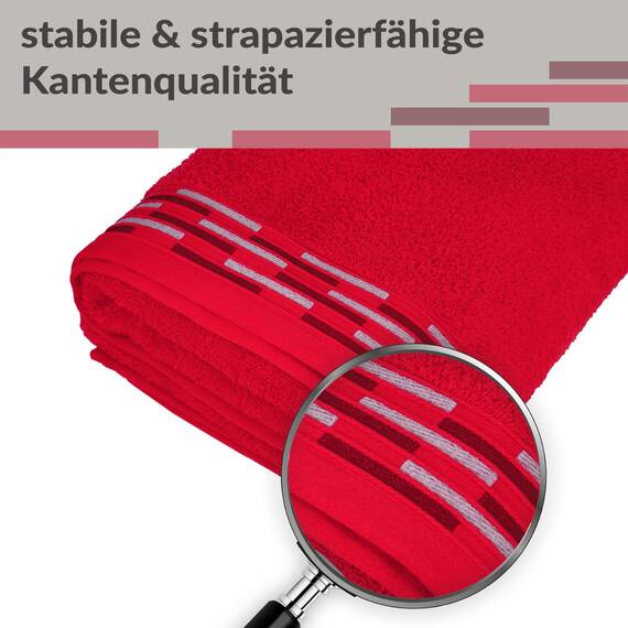 Lashuma Frottee Handtücher 50x100 Rot, Lugano 2er Set Baumwolle Handtücher mit Aufhänger