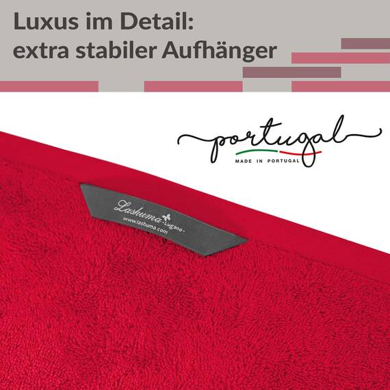 Lashuma Saunatuch Dame 100x200 cm Rot, Lugano XXL Frottee Badetuch Groß