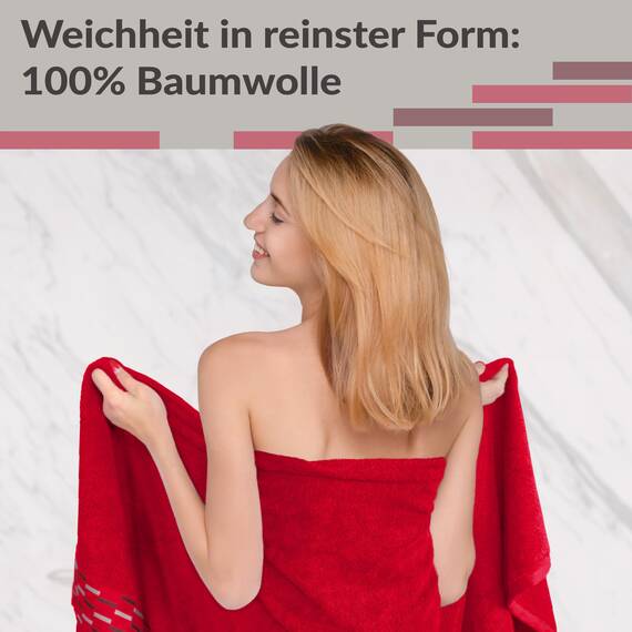 Lashuma Saunatuch Dame 100x200 cm Rot, Lugano XXL Frottee Badetuch Groß