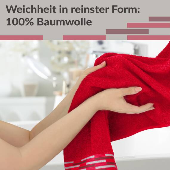 Lashuma kleine Frottee Handtücher Rot, Lugano 4er Set Gästetücher 30x50 cm